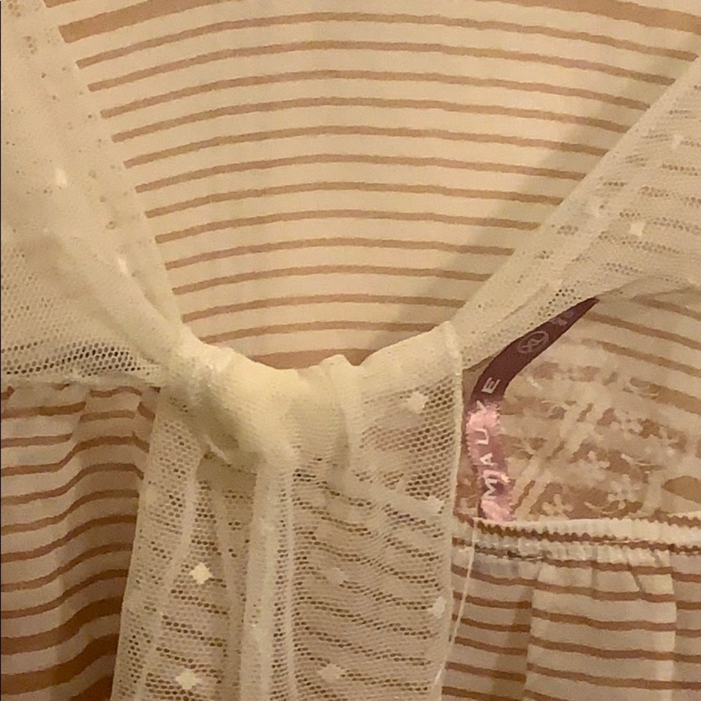 Mauve: tan and white sheer tank